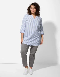 Overhemdblouse - Strepen - donkerblauw