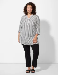 Overhemdblouse - Strepen - zwart