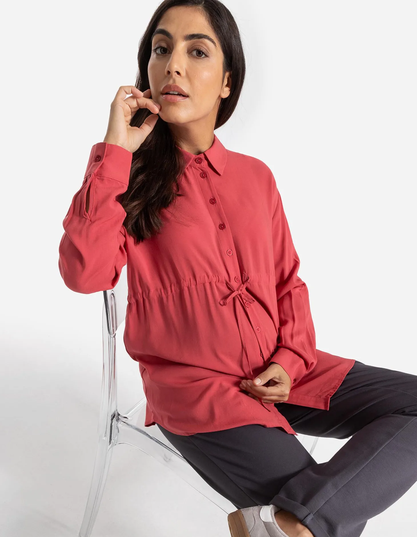 Overhemdblouse - Zwangerschapskleding - rood
