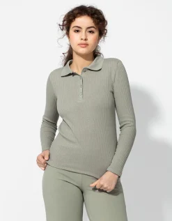 Poloshirt - Geribde structuur - lichtgroen