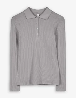 Poloshirt - Geribde structuur - grijs