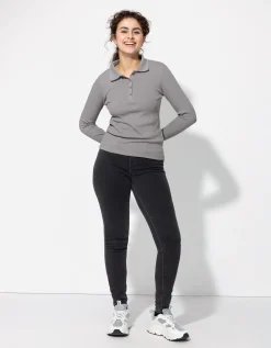 Poloshirt - Geribde structuur - grijs