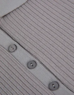 Poloshirt - Geribde structuur - grijs