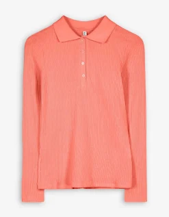 Poloshirt - Geribde structuur - lichtrood