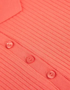 Poloshirt - Geribde structuur - lichtrood