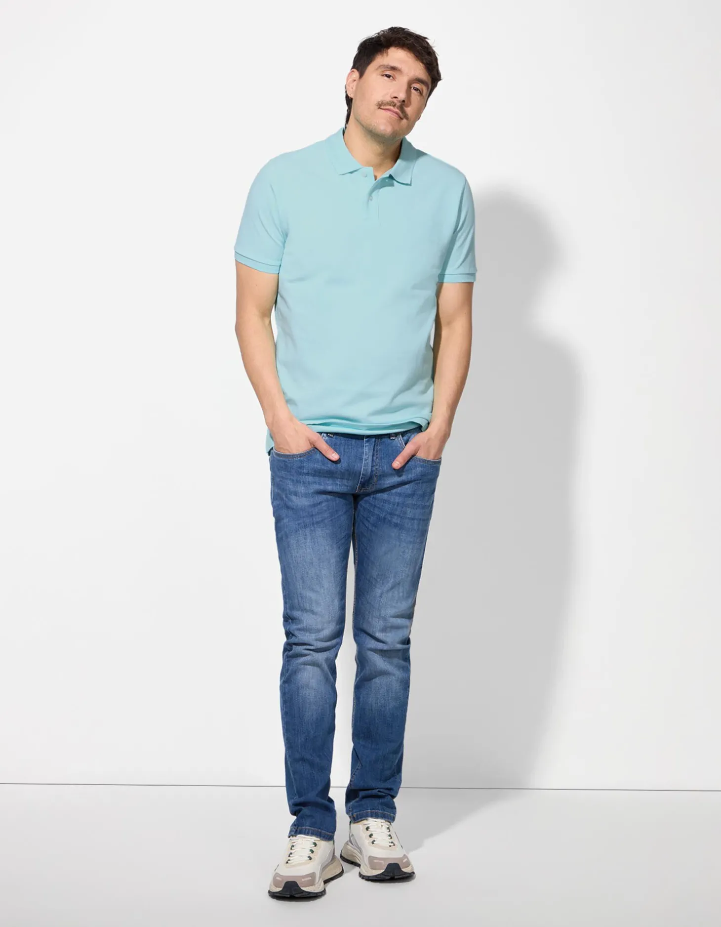 Poloshirt - Knoopsluiting - turkoois