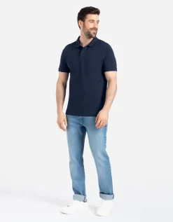 Poloshirt - Knoopsluiting - donkerblauw