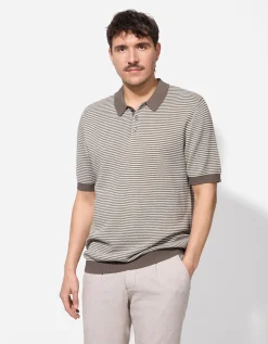 Poloshirt - Motief all-over - lichtbruin