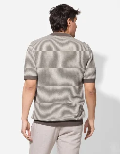 Poloshirt - Motief all-over - lichtbruin
