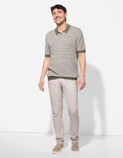 Poloshirt - Motief all-over - lichtbruin