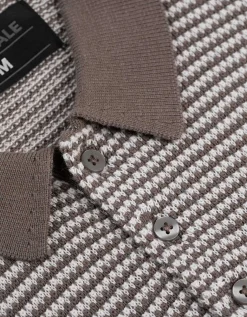 Poloshirt - Motief all-over - lichtbruin