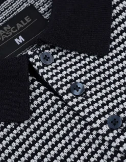 Poloshirt - Motief all-over - donkerblauw