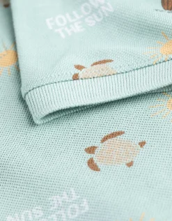 Poloshirt - Print all-over - turkoois