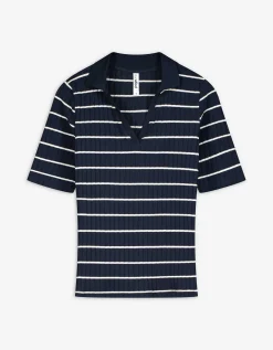 Poloshirt - Strepen - donkerblauw