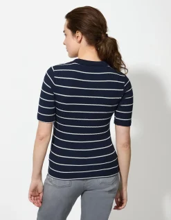 Poloshirt - Strepen - donkerblauw