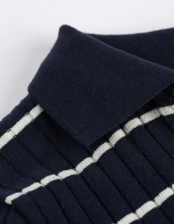 Poloshirt - Strepen - donkerblauw
