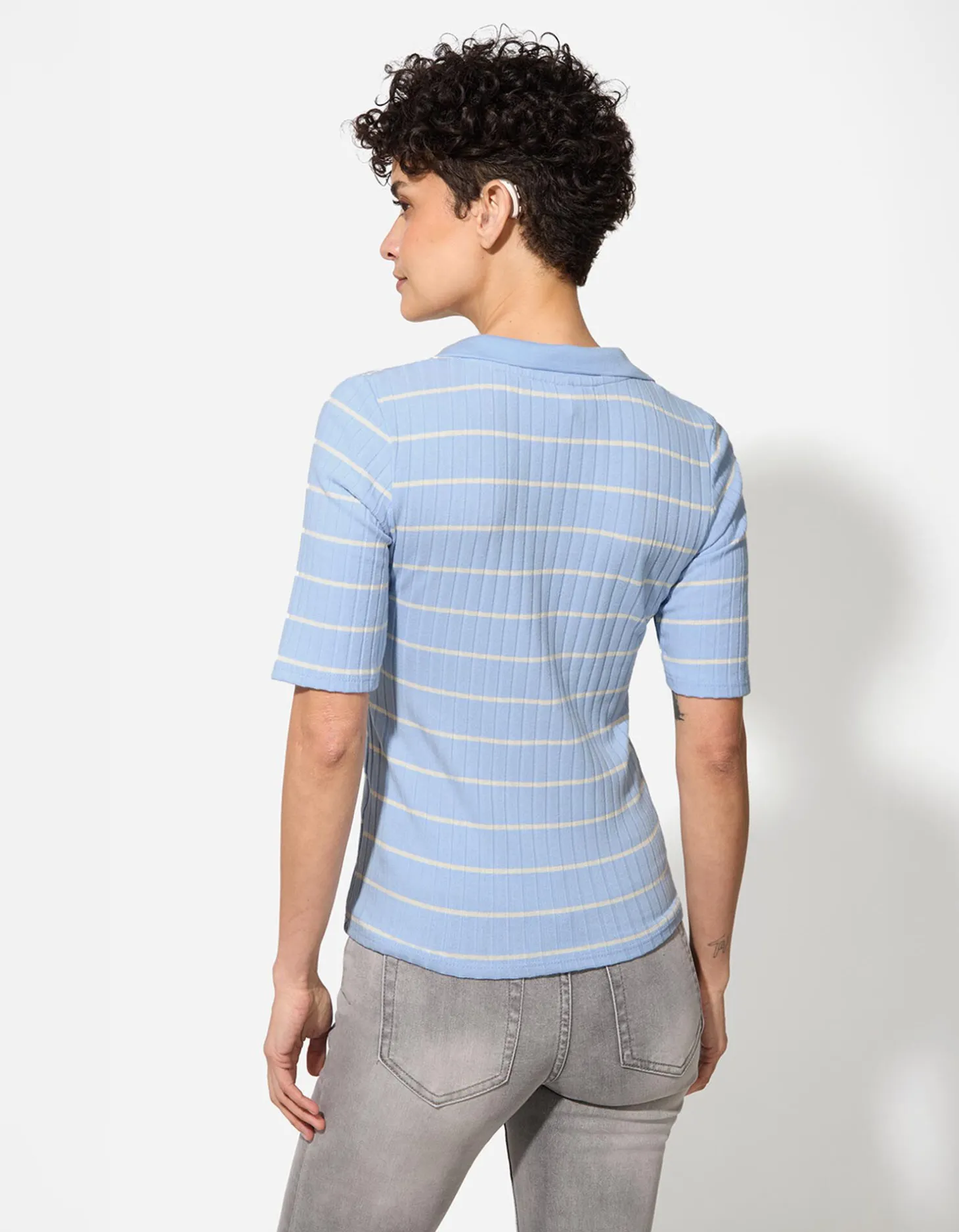 Poloshirt - Strepen - lichtblauw