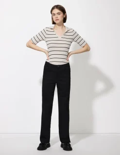 Poloshirt - Strepen - wit