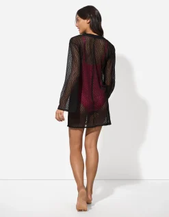 Poncho - Broderie - zwart