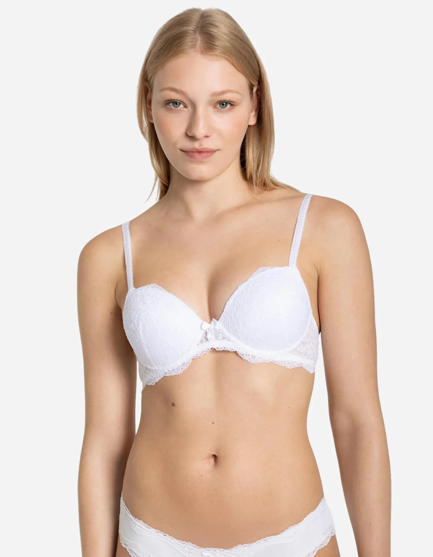 Push-up-bh - Geappliqueerd strikje - wit