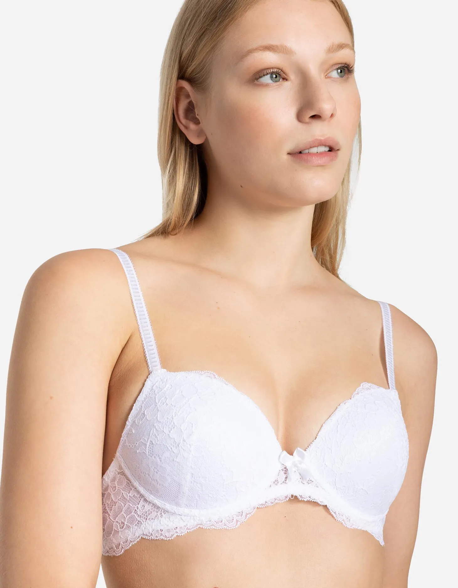Push-up-bh - Geappliqueerd strikje - wit