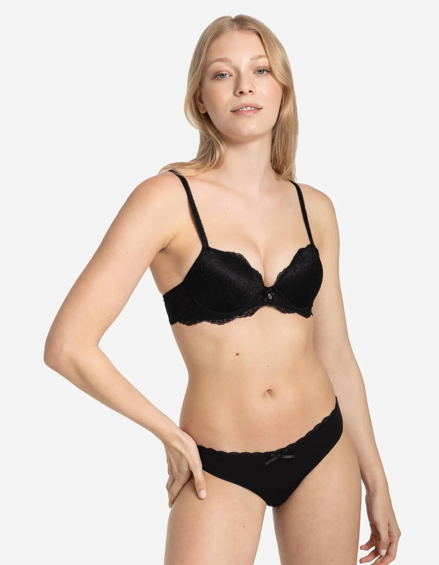 Push-up-bh - Met kant - zwart