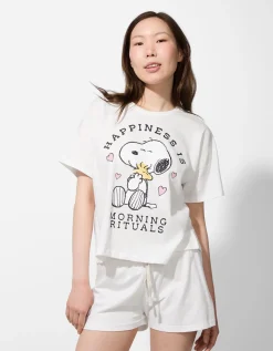 Pyjama set van shirt en broek - Snoopy - wit