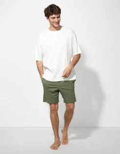 Pyjama set van shirt en broek - Geribd - wit