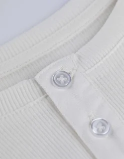 Pyjama set van shirt en broek - Geribd - wit