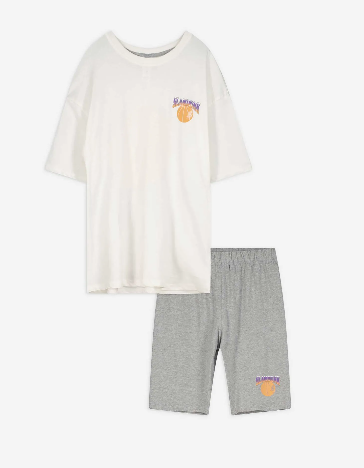 Pyjama set van shirt en shorts - Print op rug - brons