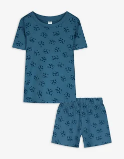 Pyjama set van shirt en shorts - Motief all-over - blauw