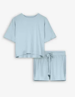 Pyjama set van shirt en shorts - Koord - turkoois
