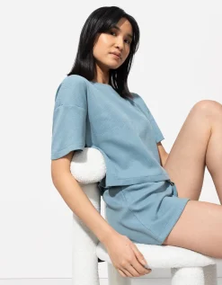 Pyjama set van shirt en shorts - Koord - turkoois