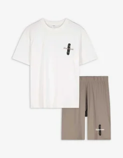 Pyjama set van shirt en shorts - Print op rug - brons