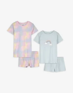 Pyjama set van shirt en shorts - Set van 2 - lichtblauw