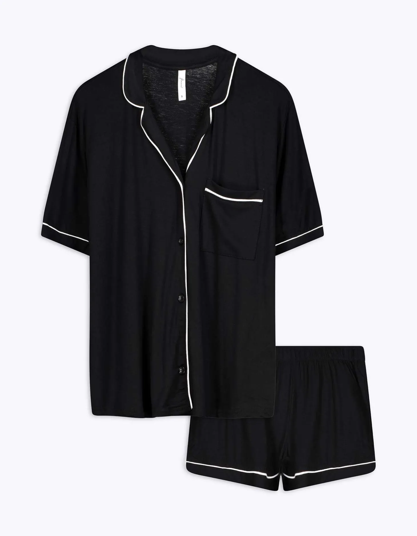 Pyjama set van shirt en shorts - Viscose - zwart