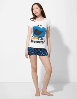 Pyjama set van shirt en shorts - Disneyprint - wit