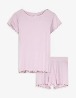 Pyjama set van shirt en shorts - Effen - lila