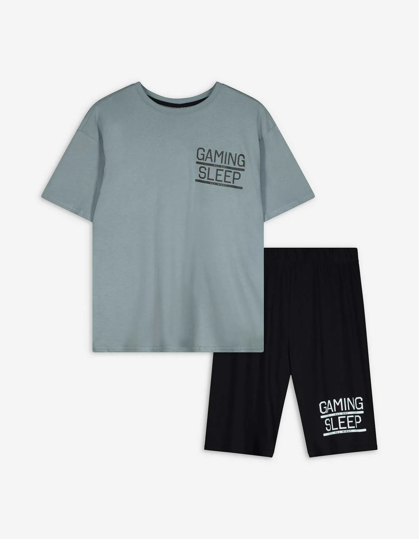 Pyjama set van shirt en shorts - Print op rug - brons