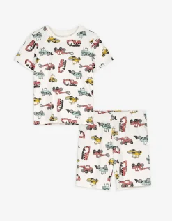Pyjama set van shirt en shorts - Motief all-over - wit