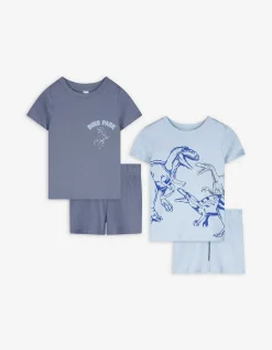 Pyjama set van shirt en shorts - Set van 2 - lichtblauw