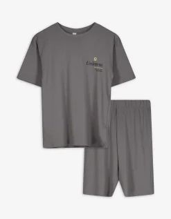 Pyjama set van shirt en shorts - Effen - brons