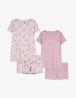 Pyjama set van shirt en shorts - Set van 2 - lila