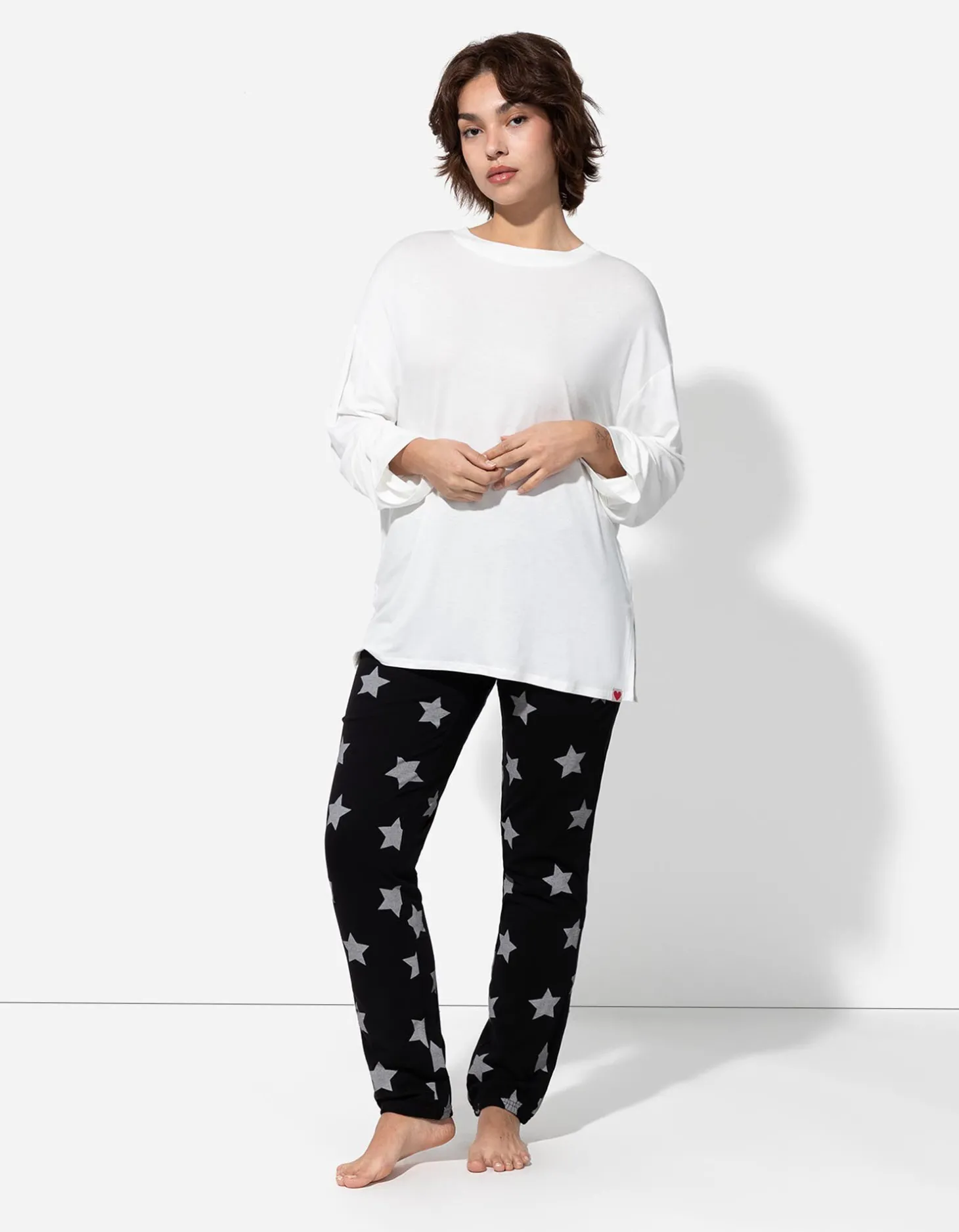 Pyjamabroek - Motief all-over - zwart