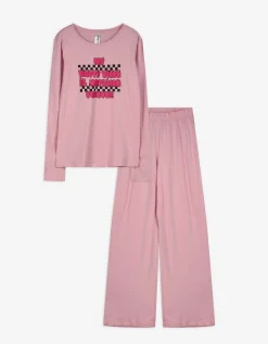 Pyjamaset bestaande uit shirt met lange mouwen en broek - Print - pink