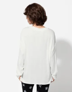 Pyjamashirt - Viscosemix - wit