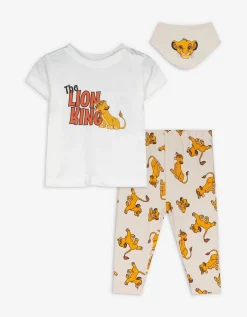 Set bestaande uit T-shirt, broek en slabbetje - The Lion King - wit