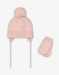 Set muts en handschoenen - fleecevoering - roze
