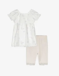 Set van jurk en legging - Print all-over - wit