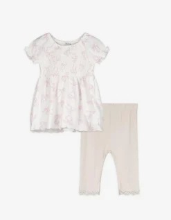 Set van jurk en legging - Met kant - wit